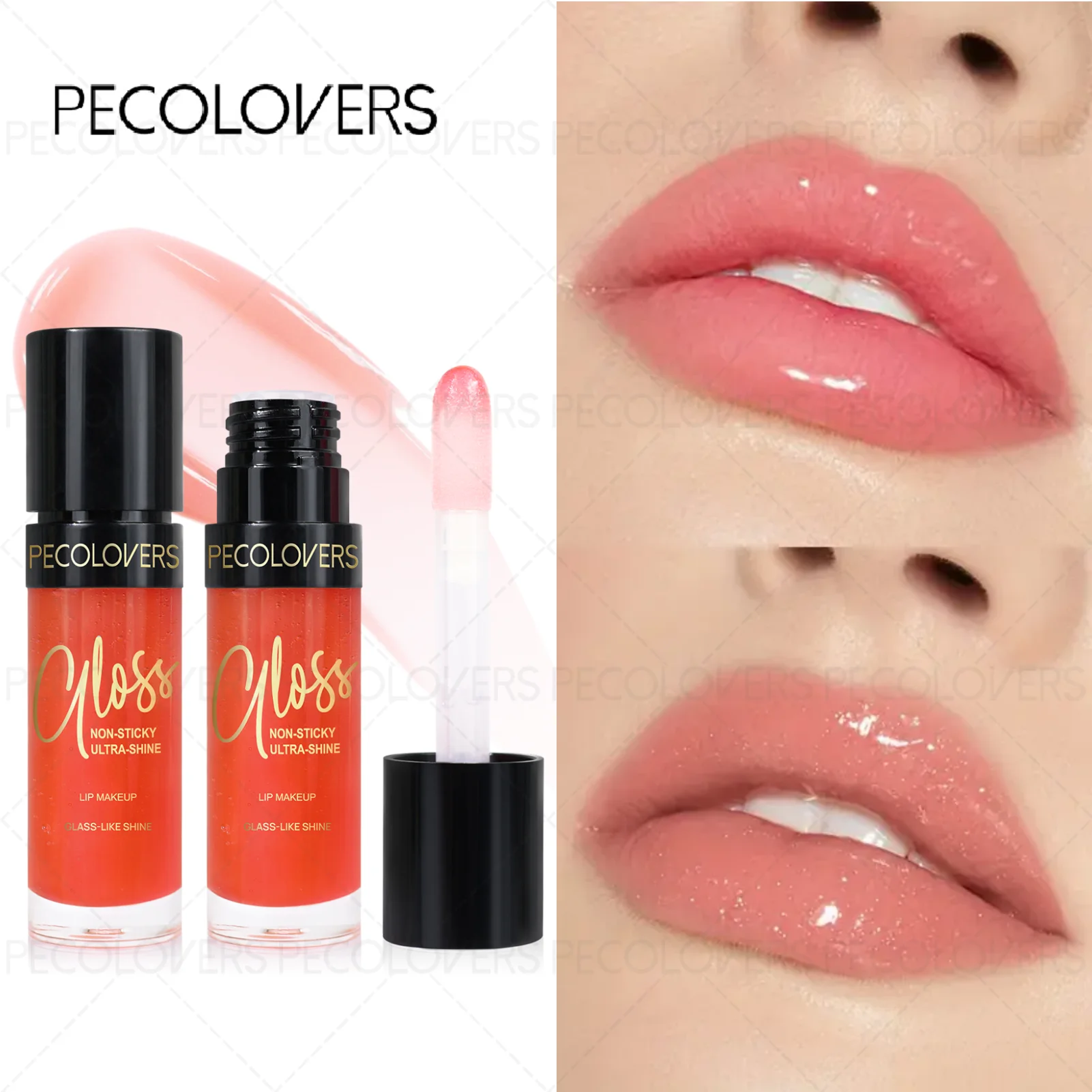 1 szt. Błyszczyk do ust (szminka) w żywych kolorach - nawilżający, z połyskiem, idealny do makijażu świątecznego, na Boże Narodzenie i imprezy.