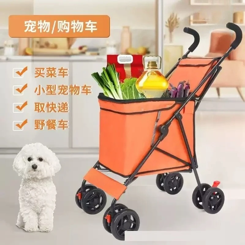 Lightweight Folding Shopping Trolley Cart, Portable Trailer for Camping Stall Express Cargo Pulling