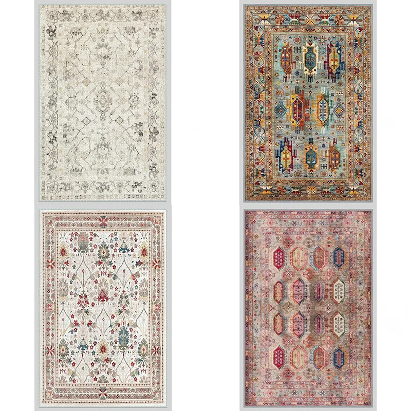 

Этнический ковер с узором плитки, можно стирать в машине, с цветочным принтом, турецкий противоскользящий ковер в стиле бохо для гостиной