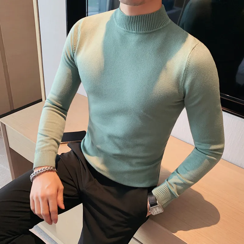 2022 Autumn Winter Fashion Turtleneck Long Sleeve Knitted Sweaters For Men Clothing Slim Fit Casual Pullovers Pull Homme S-4XL