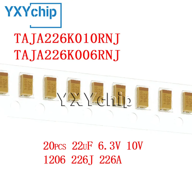 

Танталовый конденсатор Smd Taja226k010rnj Taja226k006rnj 226j 226a, 20 шт., 22 мкФ, 6,3 В, 10 в, 1206 тип А, новый оригинальный