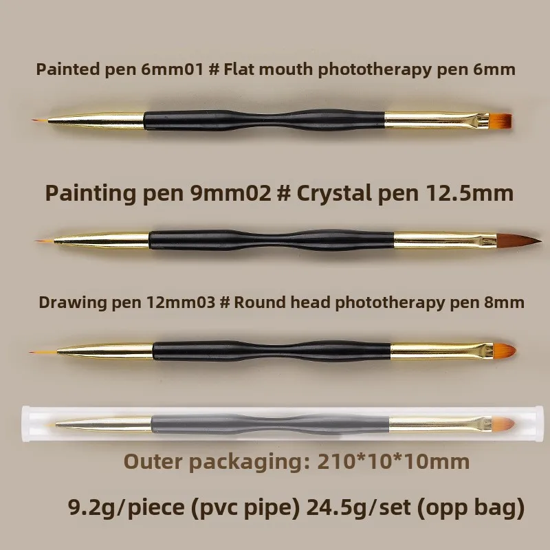 매니큐어 브러시 이중 사용 젤 그라디언트 브러시, 핀셀 초박형 라인 드로잉 펜, 듀얼 엔드 네일 아트 디자인 페인팅 도구, 3 개