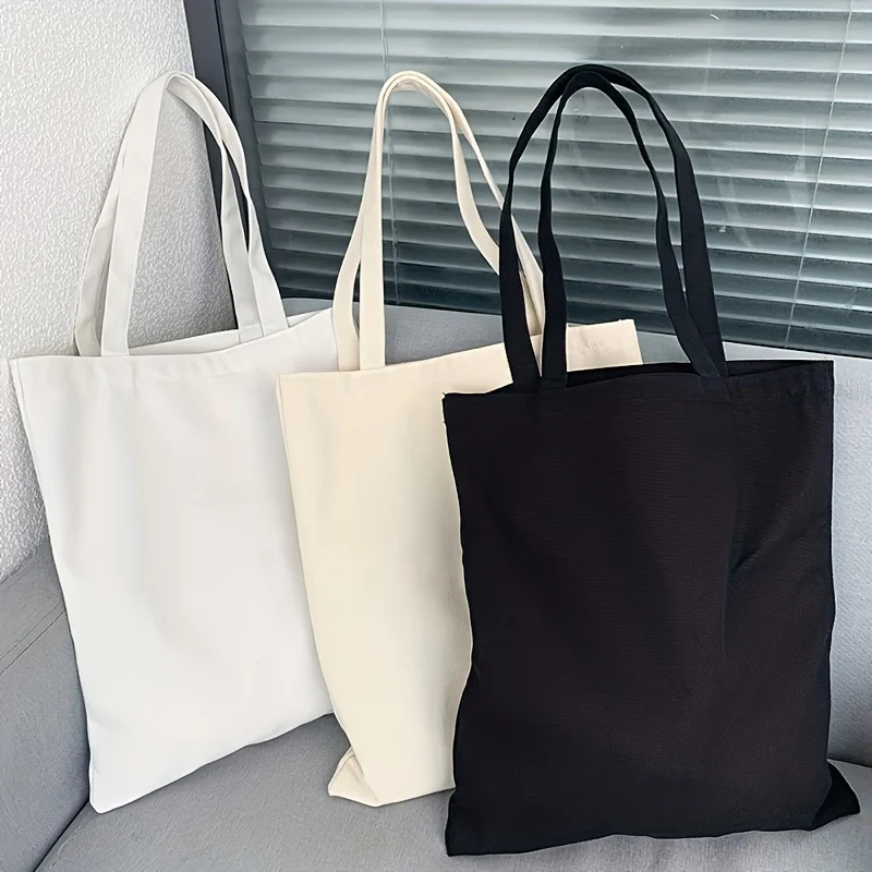 Einfache und Lässige Einfarbige Canvas-Umhängetasche mit Großer Kapazität für Damen zum Einkaufen und Reisen