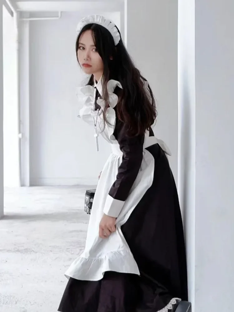 أنيمي خادمة تأثيري القوطية لوليتا ازياء النساء حجم كبير الحب لايف تأثيري هالوين الرسوم المتحركة الحلو القهوة نادلة لعب الأدوار