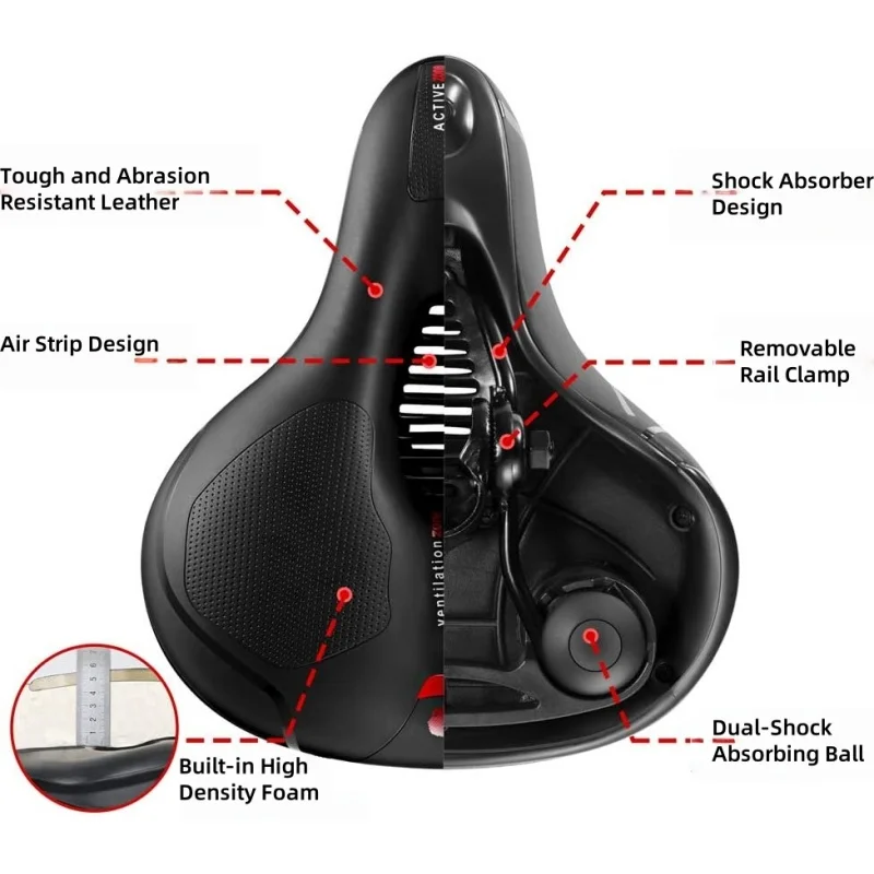 مقعد الدراجة الجبلية العالمي سميك وناعم ومسامي وممتص للصدمات على شكل كرة لركوب الدراجات مريح ومتين ومقاوم للصدمات
