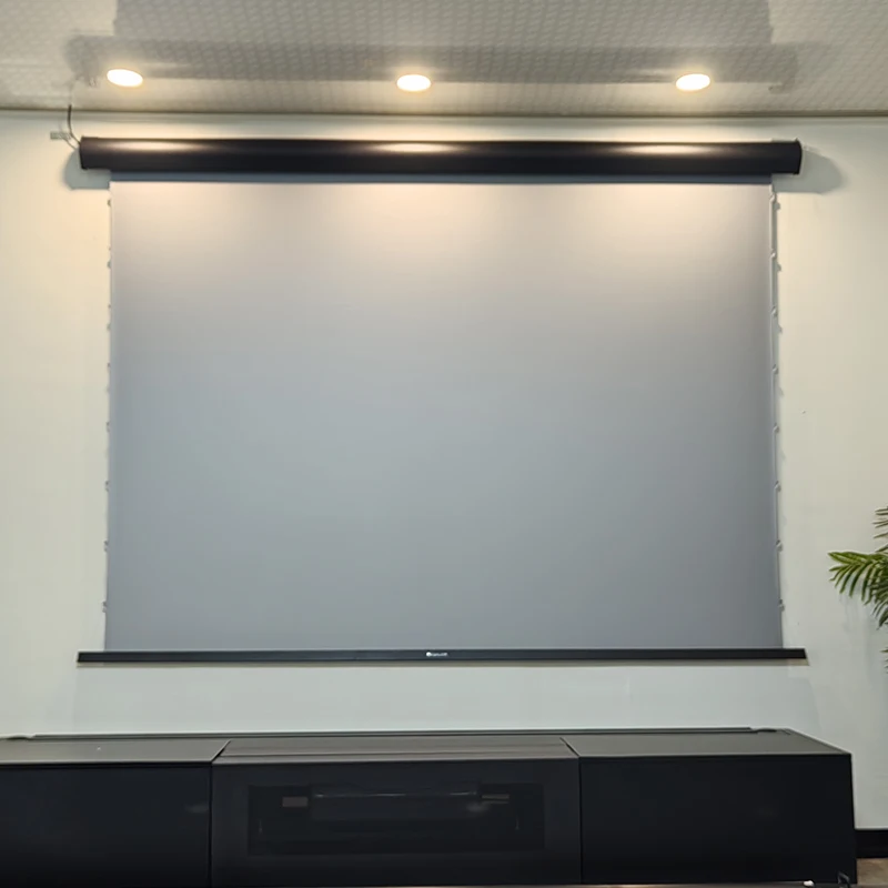 New Motorized Electric Drop Down Black Diamond ALR Projection Screen Wall Mount 150inch 16:9 4K Projection for Normal Projector