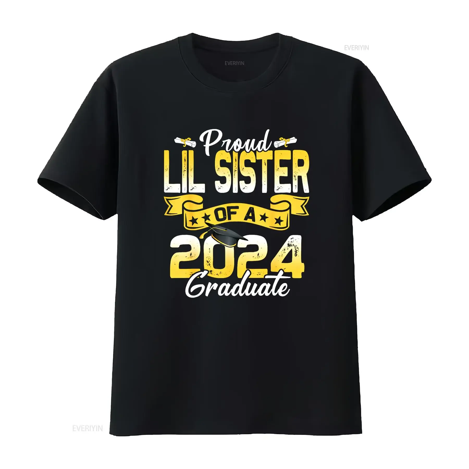 تي شيرت فخور ليل سيستر من فئة 2024 للتخرج عتيق مغسول ومتعدد الاستخدامات ملابس مصممة قليلاً للجنسين