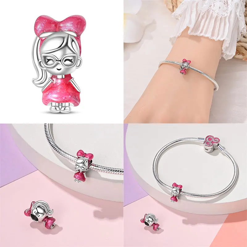 100 % 925 Silber Heißer Verkauf Rosa Serie Sterne & High Heels Charms Fit 925 Original Armbänder DIY Schmuck Machen Für Frauen geschenk – Detail 8