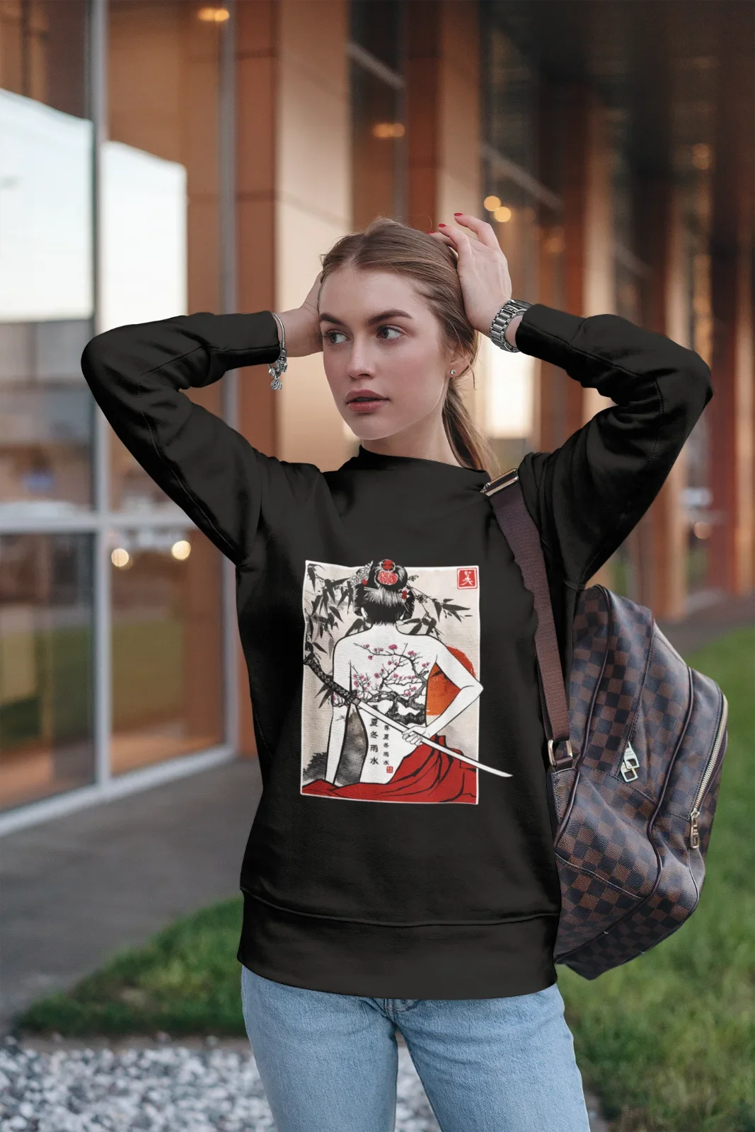 Unisex Sweatshirt Japanese Samurai Culture Scenery Vintaget,Samurai Lover Tattoo