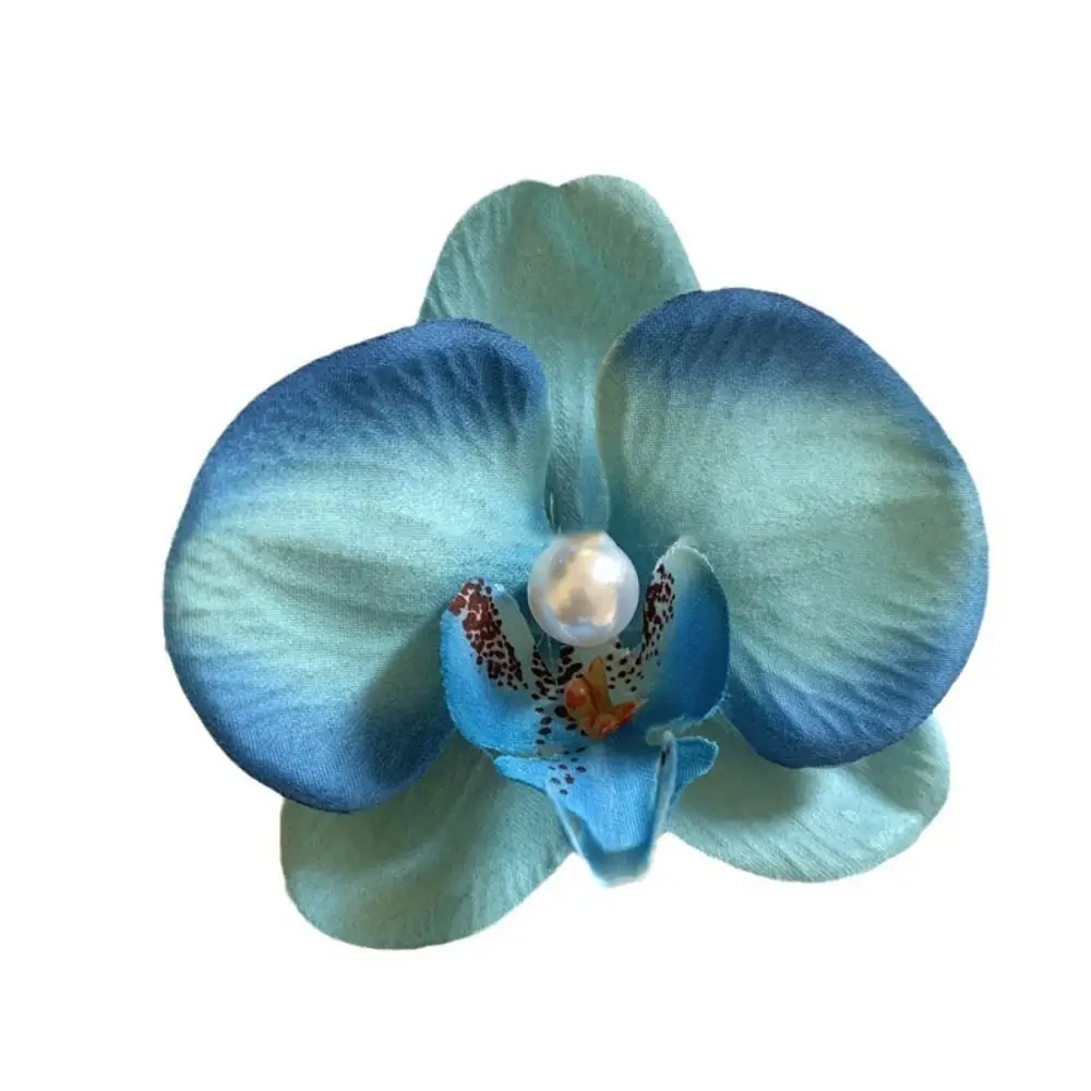 핑크 난초 꽃 헤어 클립 머리 장식 머리 장식 난초 머리핀 사이드 바레트 헤어 액세서리 보헤미아 바레트 비치