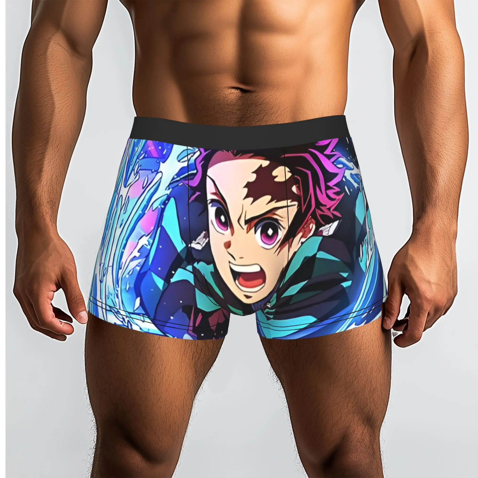 Tanjiro Kamado Water Breathing Form Bandai Demon Slayer Underpants Homme Panties Male Underwear Comfortable Shorts Boxer Briefs