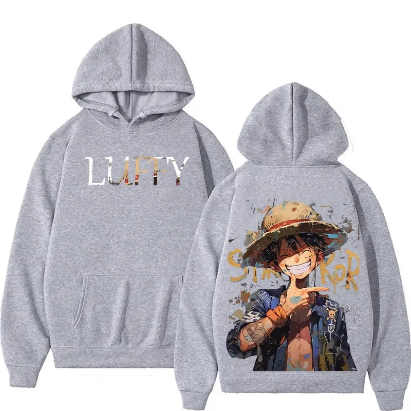 One Piece Rufy Cosplay Autunno/inverno Coppia Felpa con cappuccio Harajuku Y2k Street One Piece Appassionato Top a maniche lunghe