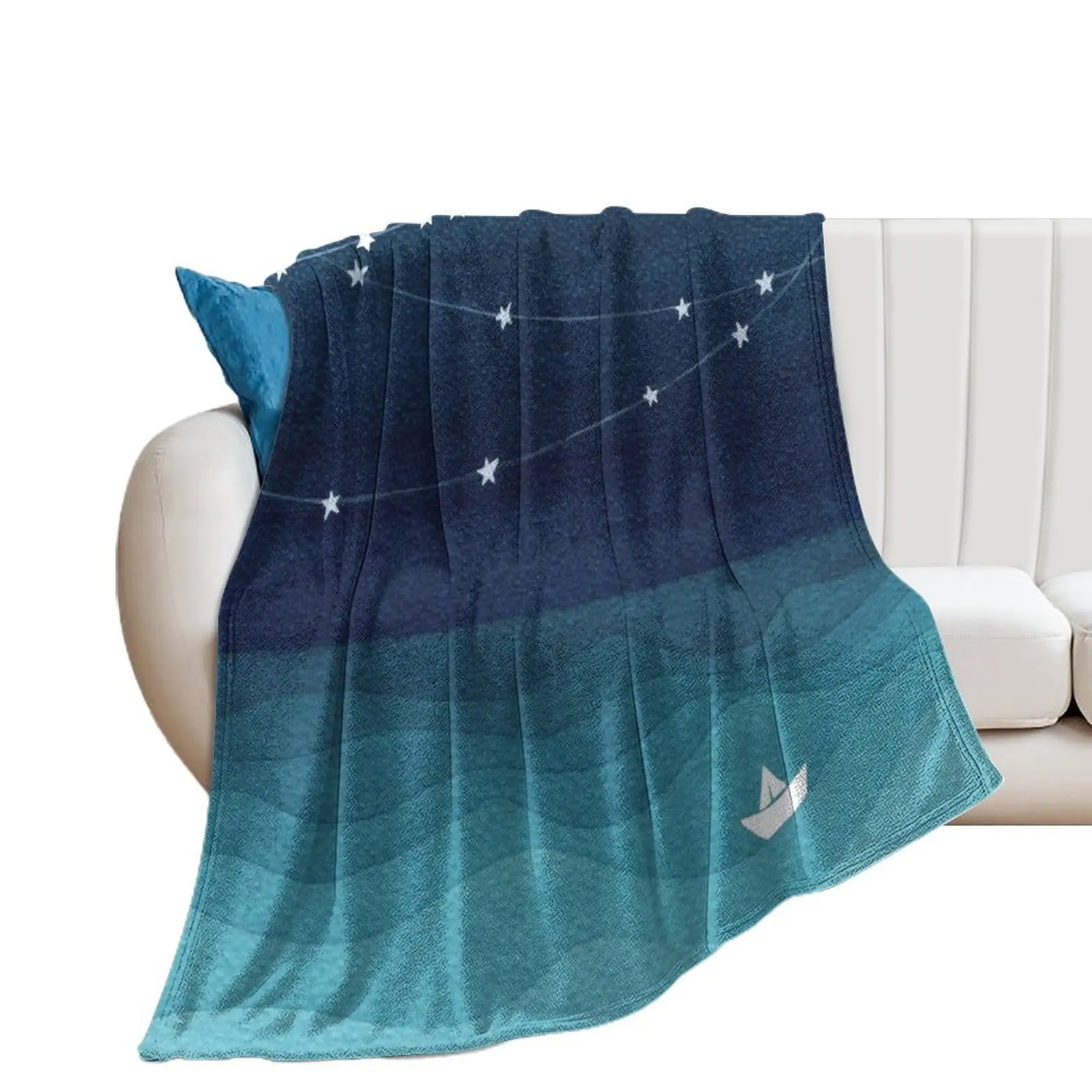 

Garland of stars, teal ocean Throw Blanket Plush Vintage Blankets