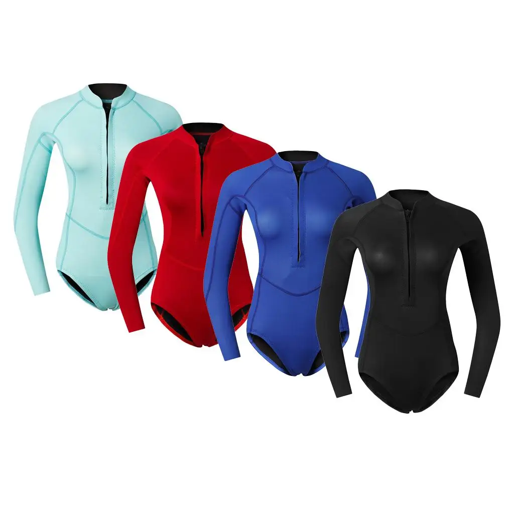 

idealsgarden Women 2mm Neoprene Long Sleeve Compression Wetsuit Front Zip Diving