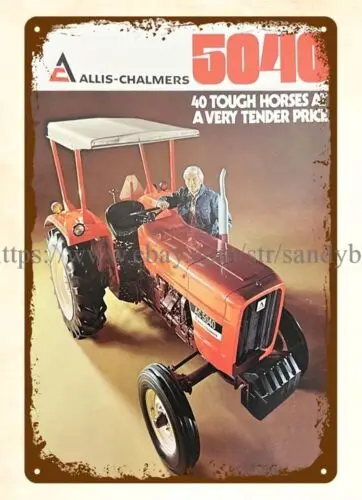 Letrero metálico de metal con diseño de tractor ALLIS CHALMERS de 1977, letrero publicitario para pared.