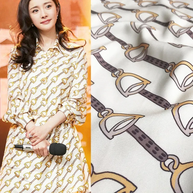 Stirrup Printed Twill Fabric Meter Brand Digital Printing Fabric Dress Handmade DIY Fabric Wholesale Cloth