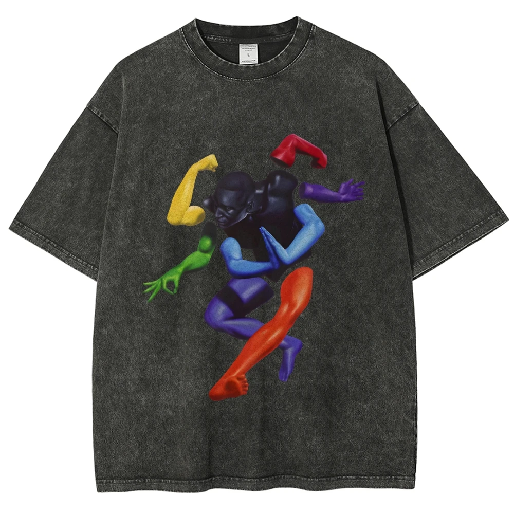 

Y2K Washed Short Sleeve Tee Unisex Fit Art Portrait Print, Premium Cotton Woman Clothing For Casual Daily WearQuality Cotton