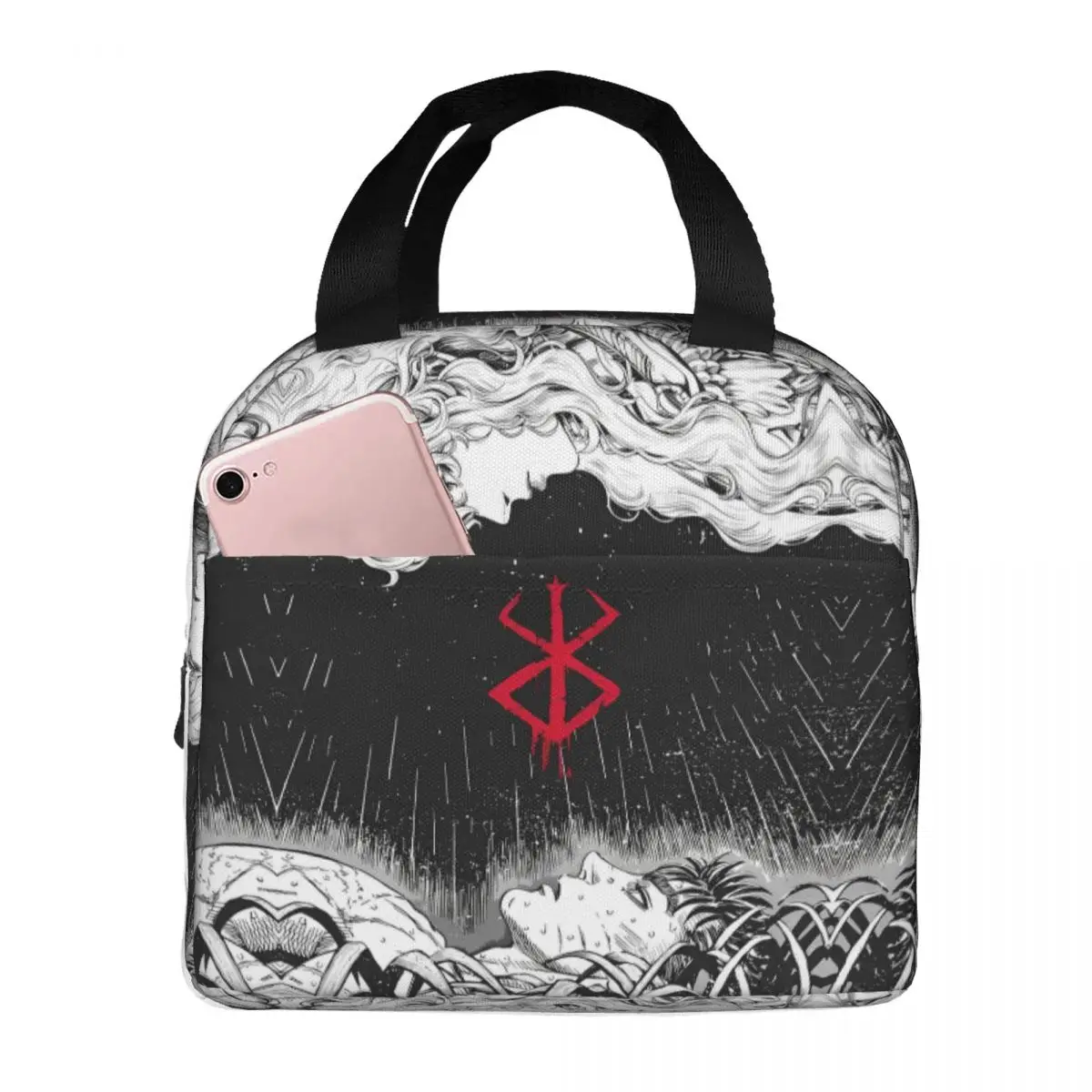 Japan Anime Berserk Insulated Lunch Bag Thermal Bag Reusable Swordsman Manga Guts Tote Lunch Box for Men Women Office Travel