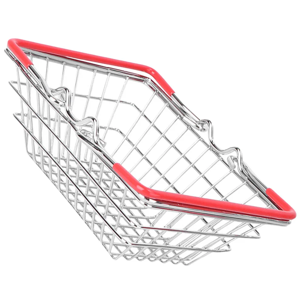 Make up Mini Shopping Basket Child Infant Toys Stainless Steel Wire with Handles