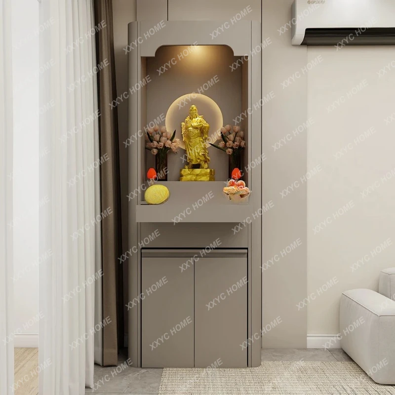 

Q New Chinese-style Buddhist shrine, offering table, shrine main room, integrated Buddhist cabinet against the wall