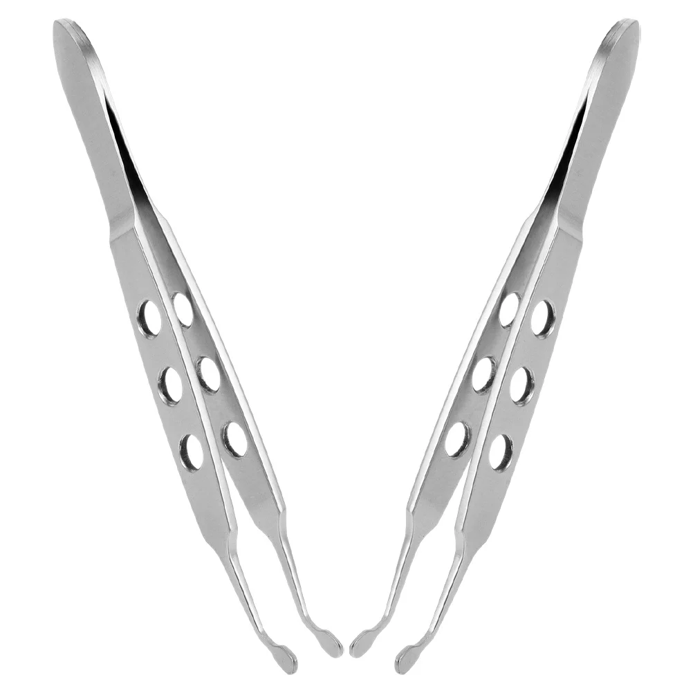 Pinzas para párpados de acero inoxidable, herramienta de cuidado de ojos de punta redonda de precisión, Expressor de masaje Meibomian, pinzas para tratamiento de párpados, 2 uds.