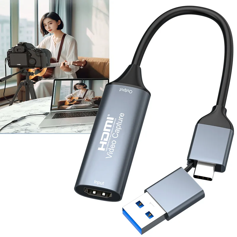 

Карта видеозахвата 4K HDMI-USB Type C 2,0 P, запись аудио и видео в реальном времени для PS4, PS5, ноутбуков, камер, ПК