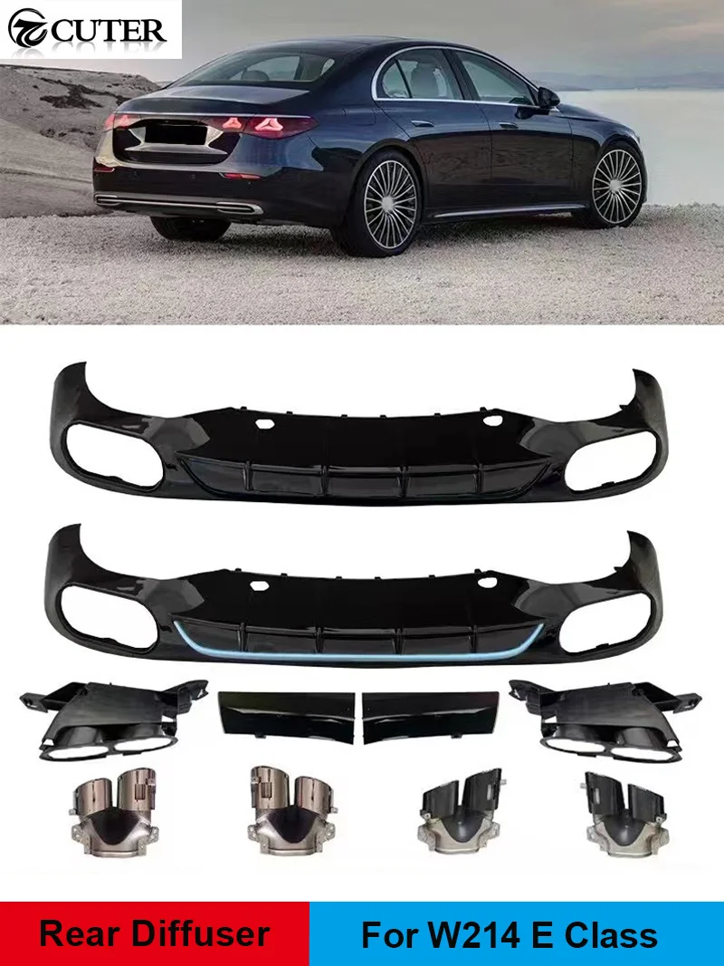 W214 E260 E300 E53 AMG Style PP Rear Bumper Diffuser Exhaust Tips for Mercedes Benz W214 E300 Car Body Kit 2024