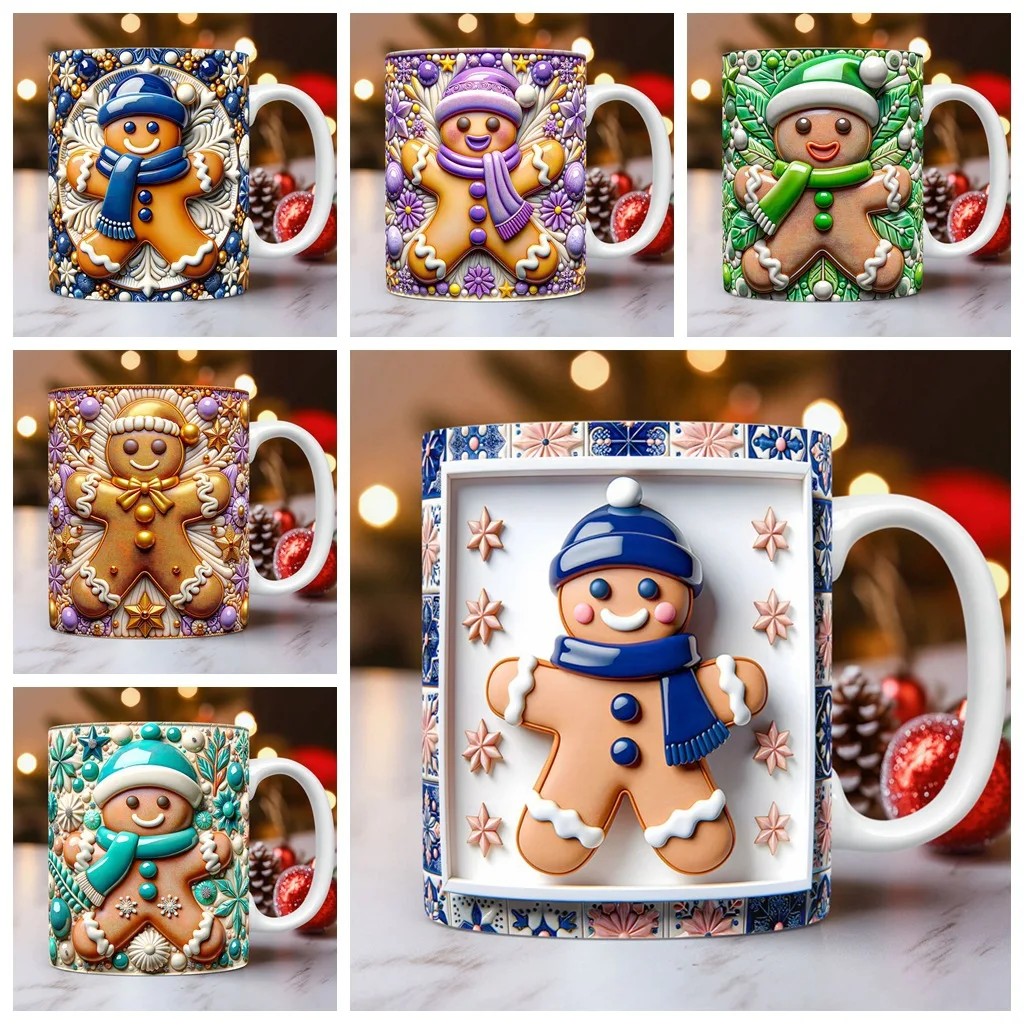 New Product in July, Christmas-themed Ceramic Mug 3D Sugar Cake Man Coffee Mug Mugs Coffee Cups