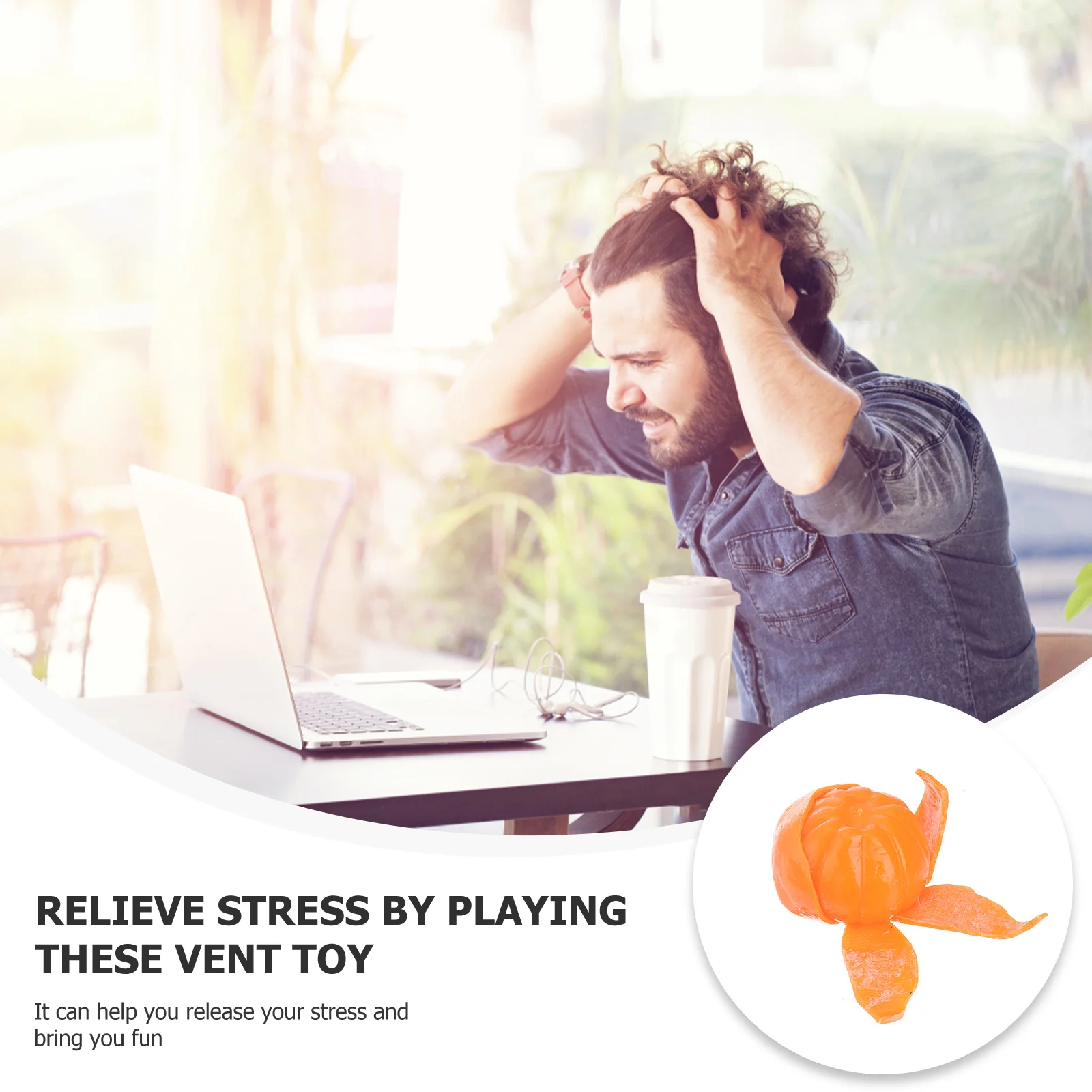 ของเล่นบีบคลายเครียดรูปทรงส้ม 2 ชิ้น ช่วยลดความวิตกกังวล บรรเทาความเครียด ฝึกสมาธิ ระบายความกดดัน