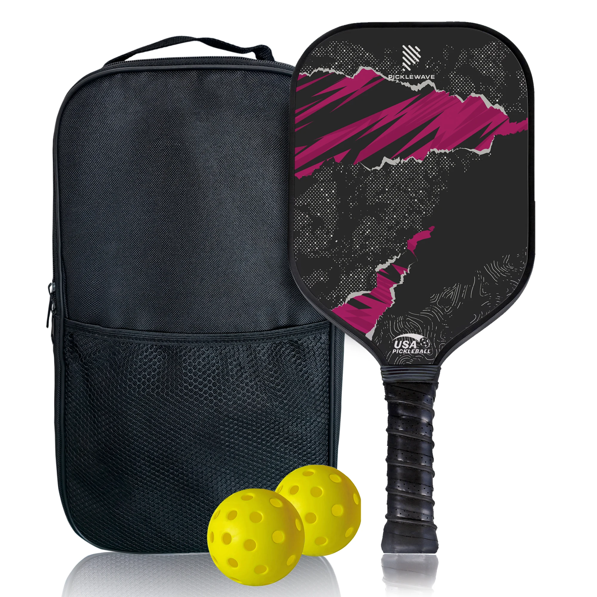 

Черный Фиолетовый Горошек USAPA Pickleball Paddle Поверхность из стекловолокна Высокая зернистость и вращение Unibody Edgeless Спортивная ракетка Pickleball