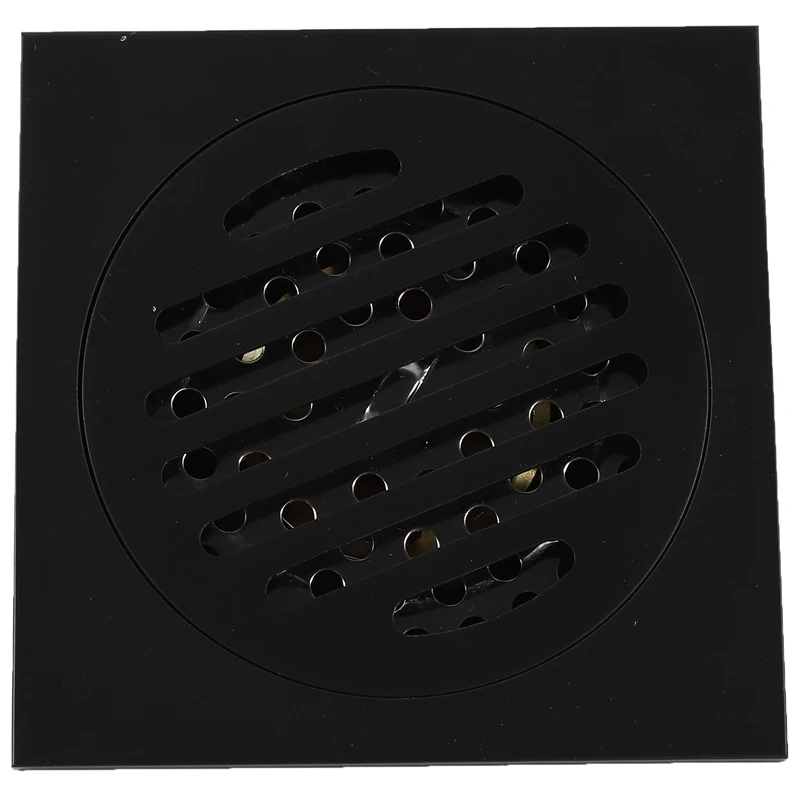 4 Inch Square Shower Drain With Removable Cover Grate, Brass Anti Clogging And Odor Point Floor Drain Assembly With Hair Catcher