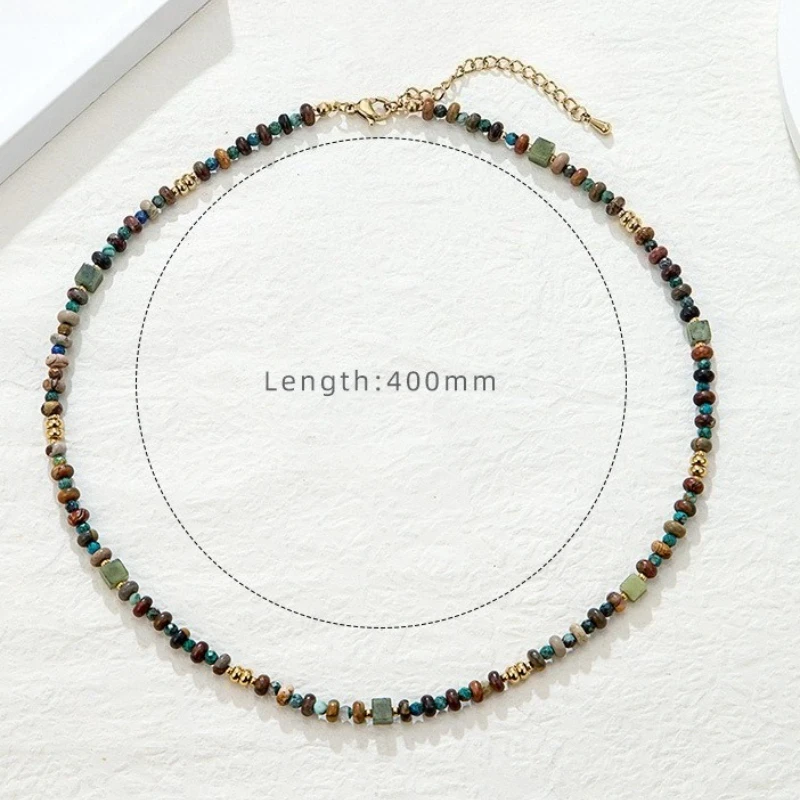 Naturstein handgemachte Perlenketten Titan Stahl Frauen Licht Luxus High-End-Mode Halskette Charme Schmuck nicht verblassen – Detail 1