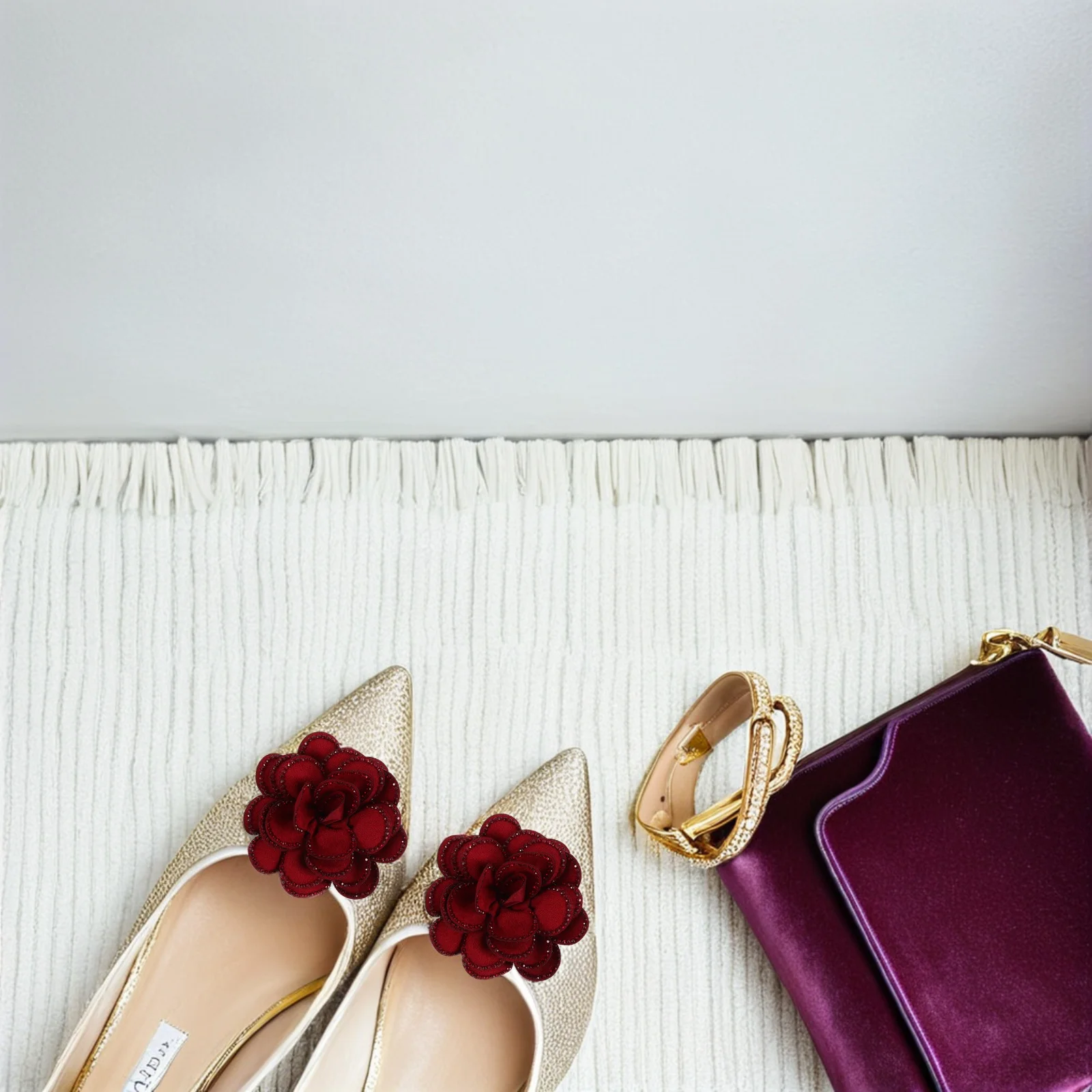 

2 Pair Wedding Shoes Accessories Flower Rhinestone Clip Decorate Artificial Clips