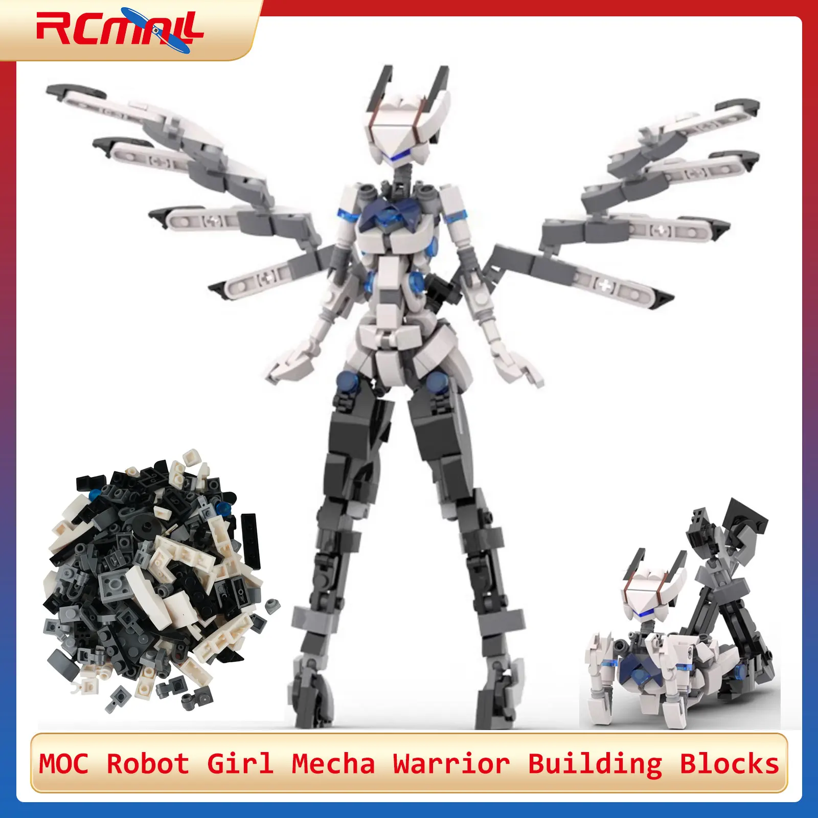 

MOC Robot Girl Mecha Warrior Building Blocks Female Armor Mech Model Angel Action Figures Assembly Bricks Creative Toy Gift