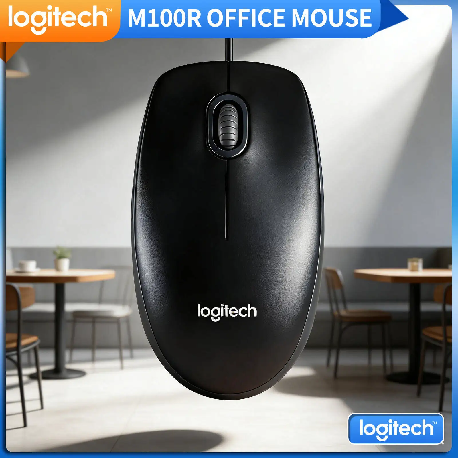 

Высокопроизводительная оптическая проводная мышь Logitech M100R, 1000 DPI, 3 кнопки, плавное прокручивание, для офиса, дома, школы, ноутбука