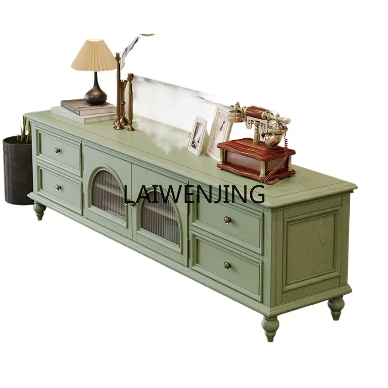 

LYN solid wood TV cabinet high-end green small apartment living room coffee table TV cabinet combination