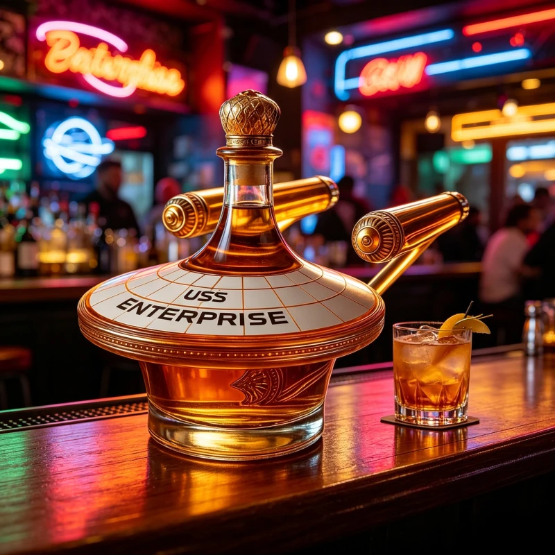 Conjunto de Decantador de Whisky Star Trek USS Enterprise, Garrafa de Cristal para Bebidas, Decoração para Bar e Casa, Presente Temático Espacial Único para Fãs