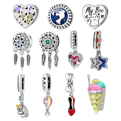 My Boo Ghost Ice Cream Heart Shape 925 Sterling Silver Clips Beads Fit Original Reflexions Bracelet Charms Dream Catcher