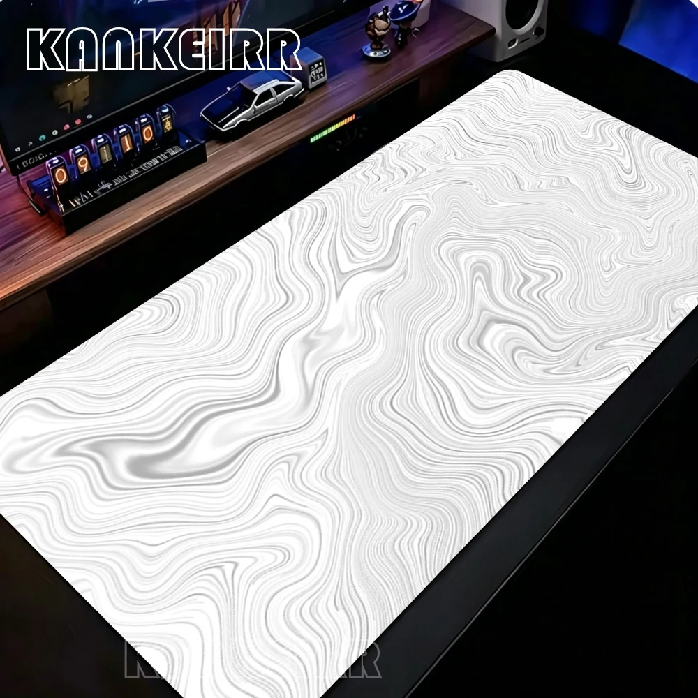 Liquid Mouse Pad Gaming Black And White Contour Lines Printon Demand Large HD Mousepad XXL Playmat Soft Carpet Laptop Mouse Mats image 3