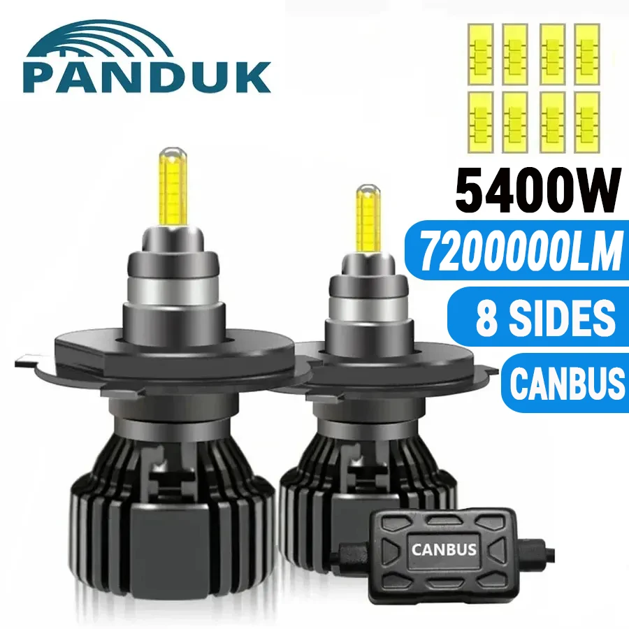 Image of PANDUK 2 Stück H4 H11 LED 7200000LM 5400W 360 Canbus 9012 HIR2 H7 H1 H3 H8 D1S 9005 HB4 9006 LED-Autoscheinwerfer 6000K Nebelscheinwerfer 12V