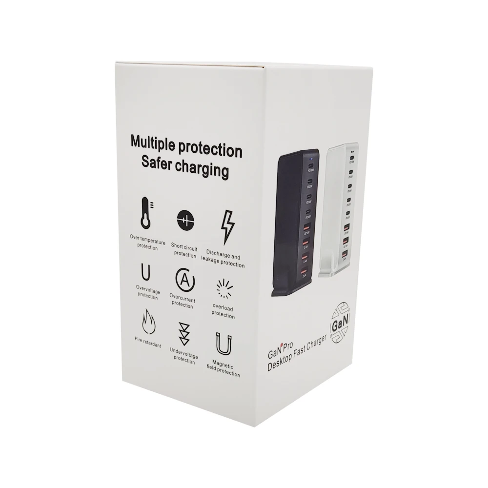 White EU/UK/US/AU Power Cord 240W GaN Charger 8 in 1 Power Strip Charging Hub 4*USBC+4*USB Charging Ports PD Charger for Family image 6