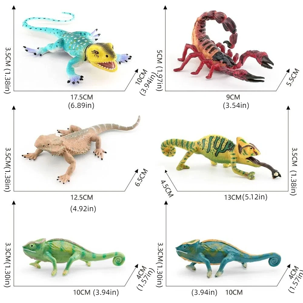 Figuras de acción de lagarto coleccionables hechas a mano, modelo de reptil salvaje de simulación de escorpión, estatua de reptil de dibujos animados, figuras anfibías