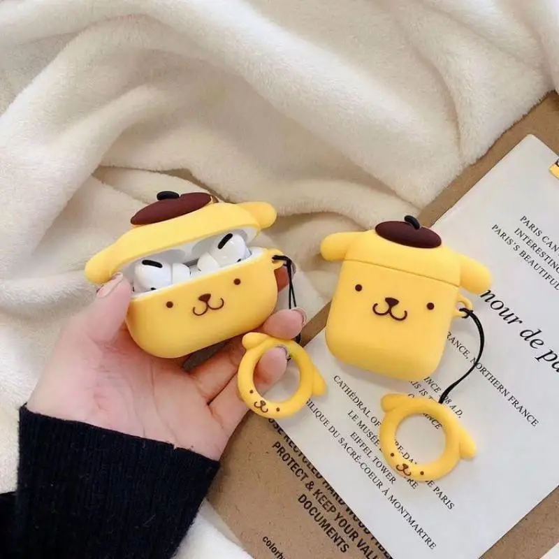 Sanrio Earphone Case Kawaii Pompom Purin for Airpods 1/2/pro Protective Sleeve Silicone Fall Proof Earphone Case Women's Style