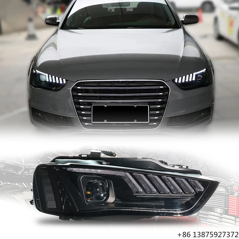

Фара в сборе для Audi A4L 2013-2016 годов, модифицированная, со светодиодными ДХО, динамическим указателем поворота и линзованным LED-объективом