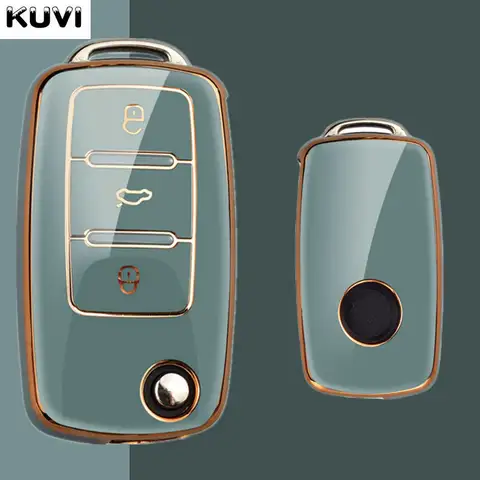 TPU Car Flip Key Case Cover Shell Fob For Volkswagen VW Polo Golf Passat Tiguan Beetle Caddy Eos Skoda Octavia Seat Leon Altea 6 best sales vw caddy 2021 - №1