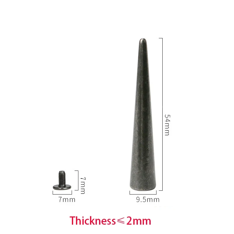 10sets 10*54mm Punk Spike Cone Spots Metal Studs Leathercraft Rivets Bullet Spikes Rivets for Leather