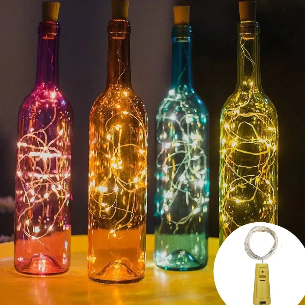 

4 Pcs 2m Bar LED Wine Bottle Cork String Lights Holiday Decoration Garland Wine Bottle Fairy Lights Christmas Copper Wire Lights