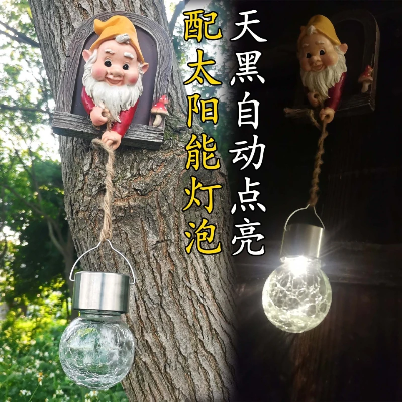 

Dwarf Dwarf Elf Garden Outdoor Courtyard Tree Pendant Gardening Balcony Decoration Layout Solar Energy