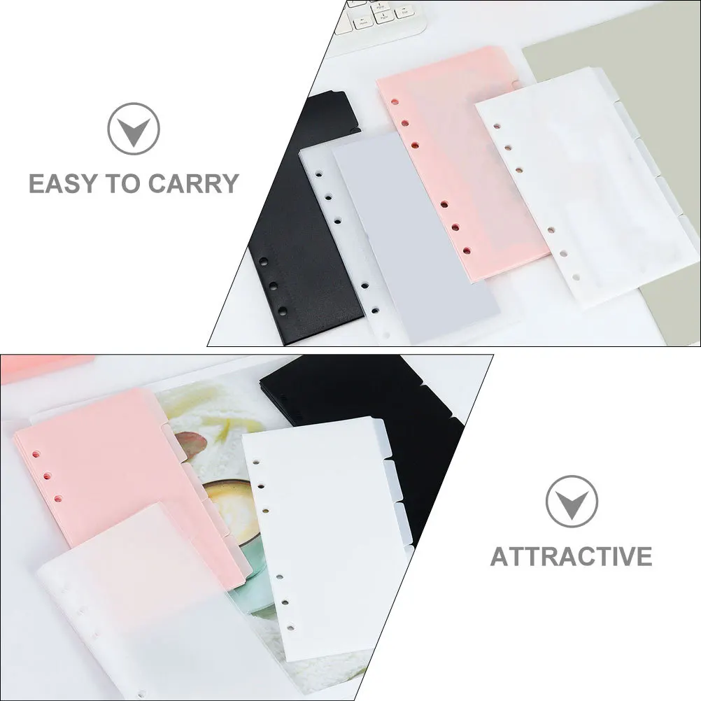 

1 Set 6-Hole Binder Pockets Plastic Punched Pouches For Organizing Loose Leaf Bags Thick Storage Document Filing Reusable Binder