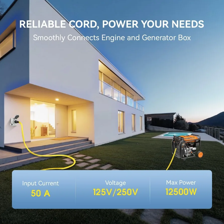 50 Amp Generator Cord 15 Feet NEMA 1450P Male to SS250R CS6364 Generator Emergency Power Cord with 125 250V Twist Lock Connecto